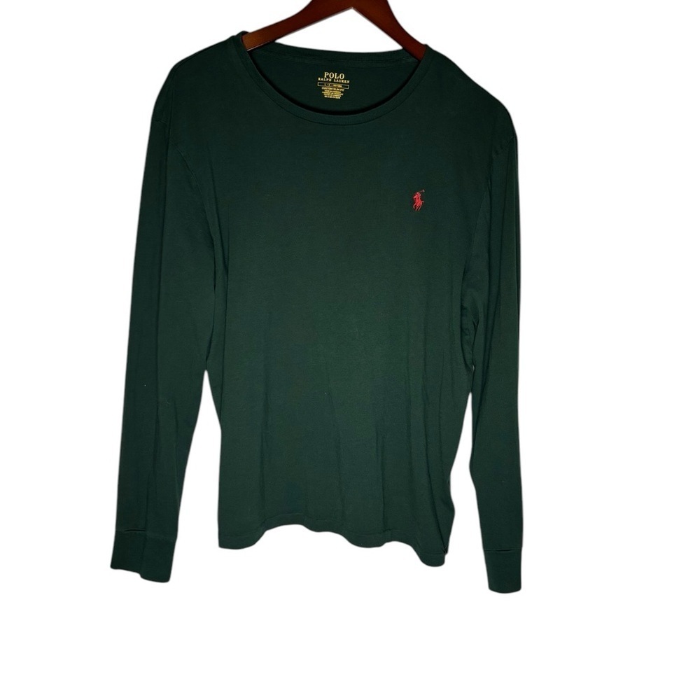 Polo Ralph Lauren Custom Slim Fit Long Sleeve Green T-Shirt- Size Large